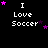 Pixelated text "I Love Soccer" with pink and purple stars on black background, showing animation changes across frames.