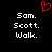 Red pixelated heart symbol above two identical of white text on black background