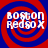 Four identical circular icons with red and blue spiral backgrounds display white text reading 'BOSTON RedSoX' in a pixelated font.