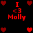 Red pixelated text and heart symbols on a black background, with repeated 'I <3 Molly' phrases arranged in a pattern