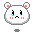 Pixel art animation of a white bear-like character with pink ears crying, transitioning through multiple expressions and tear effects on gray background.