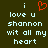 Pixelated text on dark background with red heart symbol replacing 'love' letter, repeated twice side-by-side.