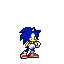 Blue hedgehog character with red shoes and white gloves stands in various poses holding or surrounded by colored gemstones.