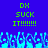 Blue background with green pixelated text reading "OK SUCK IT!!!!!!!!" repeated twice, and a of blue pixelated figures at the bottom