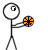 A 5x5 contact sheet of animated basketball-themed stick figure frames showing sequential dribbling and shooting actions with orange balls, black hoops, and text elements.