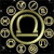 Static pixelated icon featuring a golden circular symbol with eight smaller circles around it on black background, resembling an ancient or astrological design.
