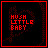 Red pixelated text on black background with red border, displaying song lyrics in