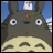 A pixelated image of a large gray creature with big white eyes and a small red mark on its forehead, set against a blue sky background.
