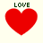 Four red heart shapes with green text above each, arranged in a on a light background