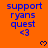 Blue text on orange background with repeated 'support ryans quest <3' and small heart symbols.