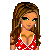 Pixel art buddy icon featuring a woman in red and white outfit holding blue tray, with partial view of another figure holding blue bag; text "Cuban Mamii" below.