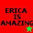 A split-screen graphic with red and green sections displaying 'ERICA IS AMAZING' text, featuring a small star icon that changes color between frames.