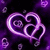 Animated purple neon heart shapes with smaller hearts inside, floating on a dark background with scattered heart outlines.