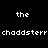 Black background with white pixelated text repeating 'the' and 'chaddsterr' in two horizontal