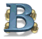 A blue letter B with golden circular accents on a gray background, displayed in a of six identical static images