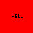 Red background with four instances of the word "HELL" in black text, each with a different circular gradient effect around it.