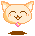 Two pixel-art cat head icons with closed eyes and pink flower collars on a gray background, showing slight pose differences between frames.