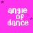 identical pixelated text 'angle of dance' on a bright pink background with scattered purple stars
