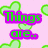 Pixelated text and heart shapes on a split background with pink, white, and gray sections.