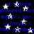 Blue text on black background with white stars, repeating phrases about colors and rainbows.