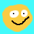 nine yellow circular faces with white eyes and black smiles on a cyan background, some featuring colored overlays or effects