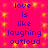 Static image with bright pink background and yellow star-like patterns, displaying repeated text in blue pixelated font.