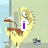 Animated icon shows a yellow cartoon character with brown hair and glasses, holding a drink in one hand while the other hand is raised near its face.