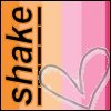 A static image with vertical text 'shake' on an orange background and a pink heart outline on the right side.