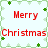 Pixelated holiday-themed icon with red text and green border elements on white background.