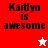 Red and white pixelated text reads "Kaidyn is awesome" with a white star on red background and red star on white background.