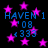 Pixelated blue text and pink stars on a black background, with repeated 'HAVEN 1' and '08' elements