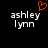 A black background displays two side-by-side text-based icons with 'ashley lynn' in white pixelated font, the left icon featuring a red heart symbol above the name.