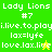 Green and yellow pixelated with text 'Lady Lions #7', 'i.live.to.play', 'lax=lyfe', 'love.lax.live' across four quadrants, featuring two distinct animated star icons