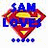 Two side-by-side pixelated icons feature a red and blue shield with yellow 'S' symbol, each topped by stylized text reading "CLAM" on left and "SUPER" on right.