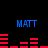 Blue 'MATT' text appears above red horizontal bars on a black background, with the bars shifting position across frames.