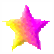 A star-shaped balloon with gradient colors transitions through three distinct color schemes against a gray background.