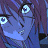 Pixelated anime-style character with blue hair and eyes, partially visible face on left, black background with white text on right.