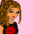 Pixelated cartoon-style buddy icon featuring a female character with brown hair, black crop top, and black pants on pink background with hearts and lips icons, text "Delish Delish Delish" in purple and red, and partial text "Aren't I" above boots.