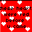 Red background with white pixelated hearts and black text reading 'these heart were red before u came' in four