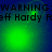 Green and blue pixelated animation with repeated text 'WARNING: Jeff Hardy' across four showing light effects