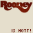 Red stylized text 'Rookey Rookey' with smiling faces in letters, brown pixelated font on beige background, below which is 'IS HOT!' and white blocky shapes.