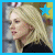 A 50x50 pixel animated buddy icon showing a blonde woman's profile with a blue star on the left frame and pink star on the right frame, displayed as a contact sheet of two sequential frames.
