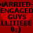 Red background with black text listing relationship statuses, gender labels, and a smiley face in pixelated font.