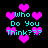 Pixelated cyan text "Who Do You Think???" surrounded by pink hearts on a black background, with no visible motion.