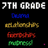 Static pixel art displays '7TH GRADE' text above five colored text lines on black background.