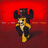 Pixelated character in yellow and black outfit with raised arms against red background, next to French text on white.