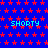 Blue background with red star pattern and cyan text repeating 'SHORTY' in multiple