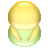 Pixelated golden egg with green base, smooth gradient from yellow to gold, centered on gray background.