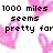 Pixelated text reads '1000 miles seems pretty far' over pink and white pixelated background with scattered small colored squares.