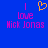 Blue background with pink text reading 'I love Nick Jonas' and an orange pixelated heart symbol above the word 'love'.